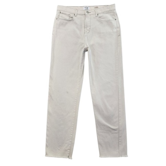 Kensie Vintage Lux Slim Cropped Jeans Raw Hem Beige Size 4 - Picture 2 of 5